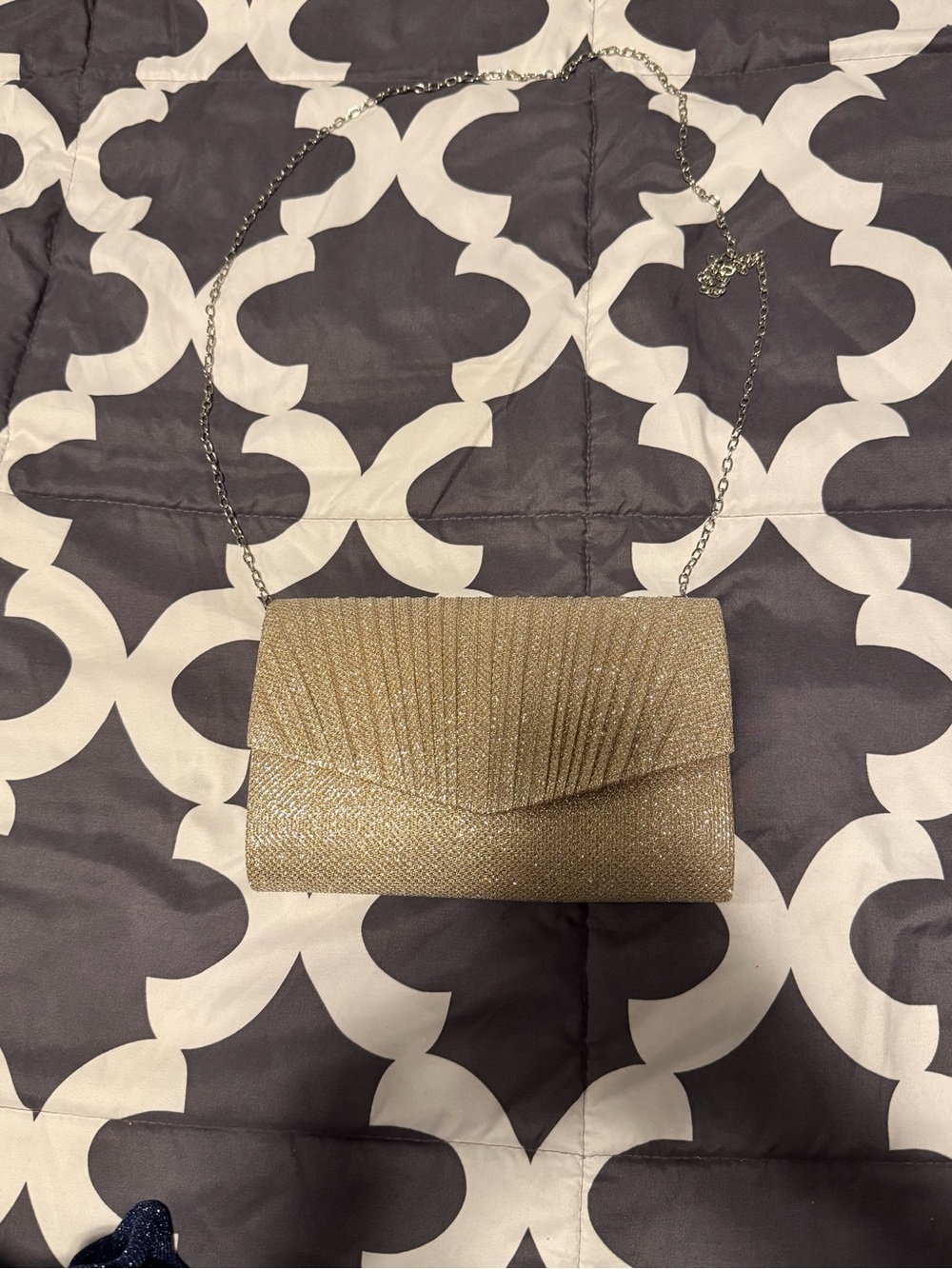 Sparkle Gold Evening Clutch with Removable Chain Strap